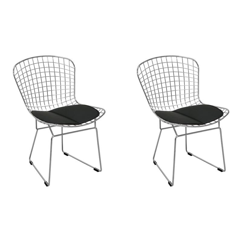 Chrome Wire Dining Side Chair (Set of 2) - N/A - Black