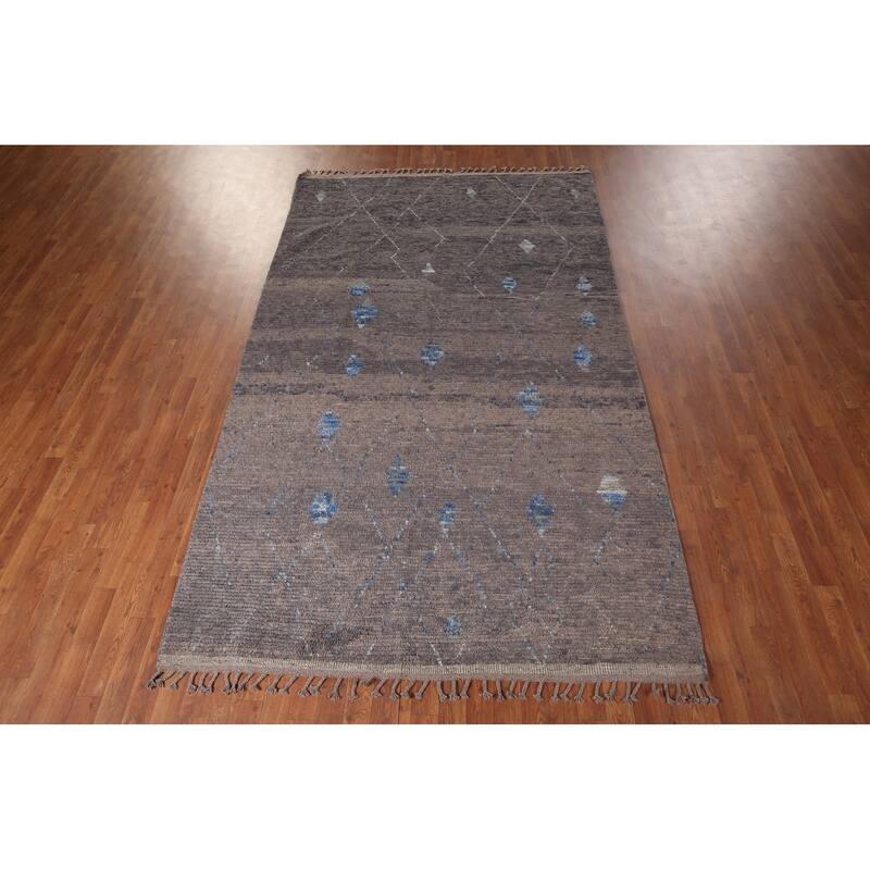 Grey Moroccan Area Rug Handmade Oriental Wool Carpet - 5'10"x 10'0"