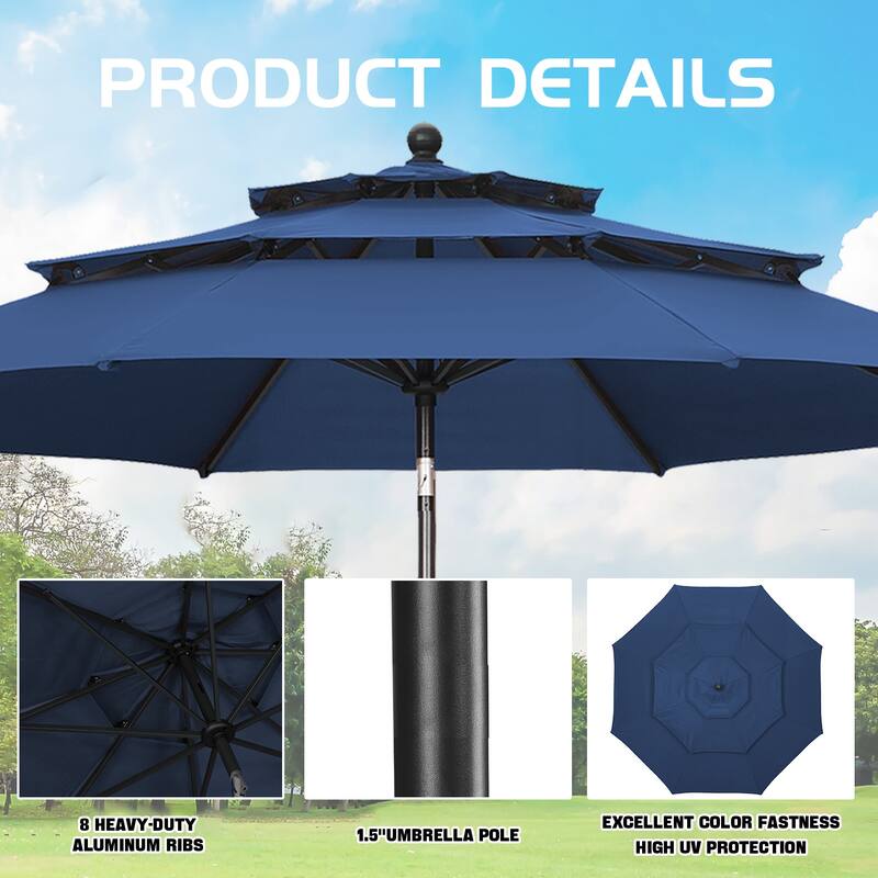 Autlaycil 10FT 3-tier Tilting Patio Umbrella With Base