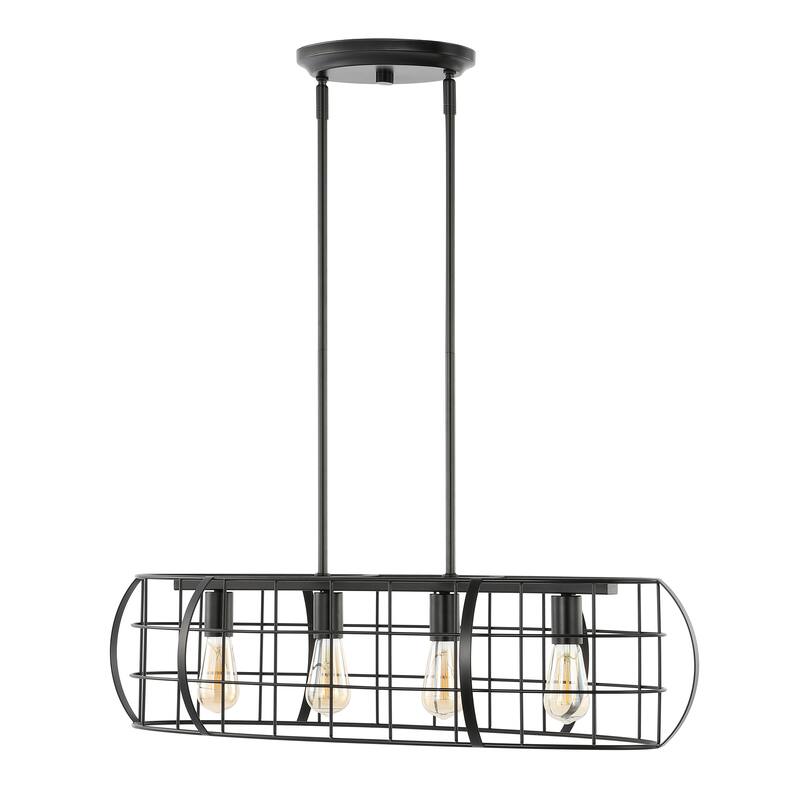 SAFAVIEH Lighting Leonore 35" Modern & Contemporary Chandelier (4-Bulb) - 13" W x 35" D x 48" H - Black