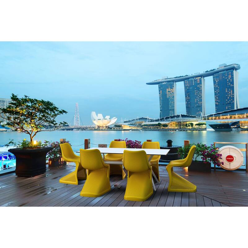 33.5" Yellow Outdoor Patio Dining Chair