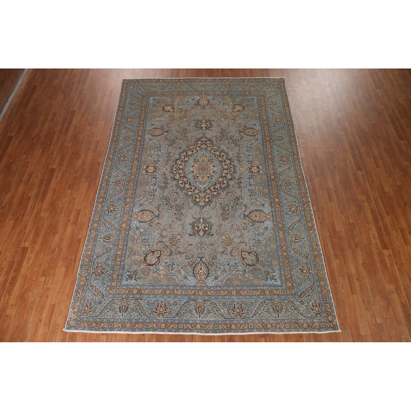 Traditional Tabriz Persian Vintage Rug Hand-knotted Wool Carpet - 7'8" x 11'5"