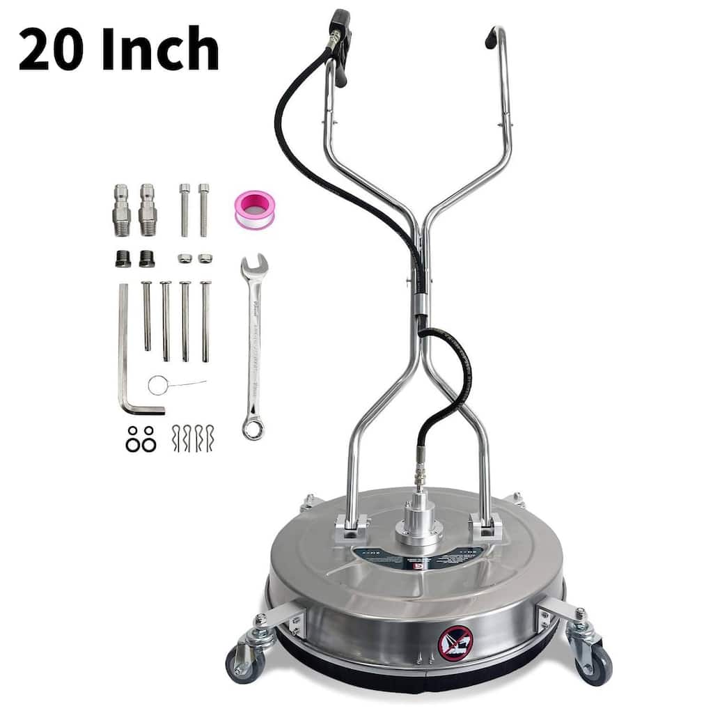 20" Pressure Power Washer Surface Cleaner with 4 Wheels for Driveway, Concrete, Sidewalk
