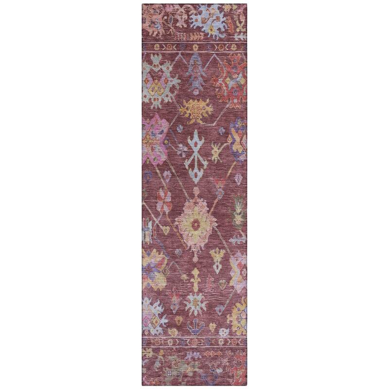 Machine Washable Indoor/ Outdoor Boho Traditional Chantille Rug