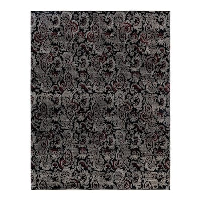 Ikat One-of-a-Kind Hand-Knotted Area Rug, Black - 8' 2" x 10' 3"