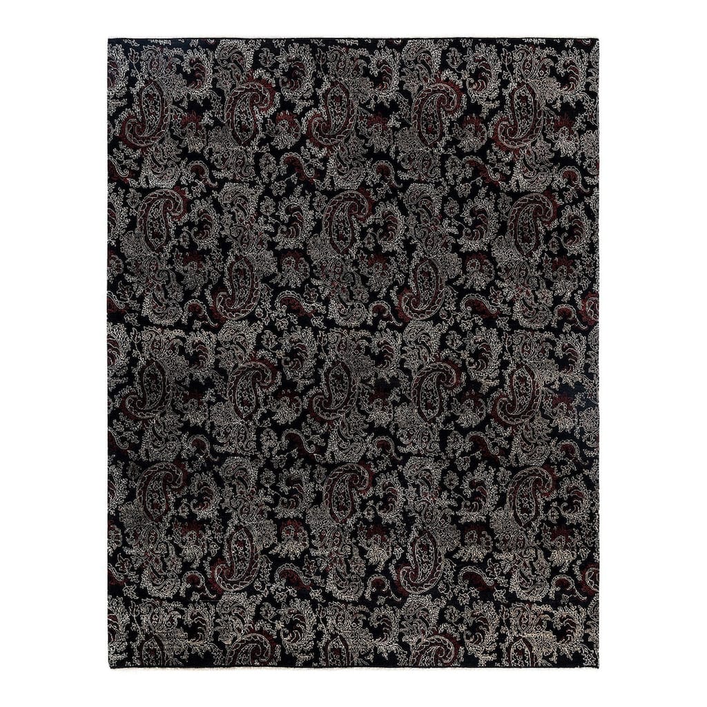 Ikat One-of-a-Kind Hand-Knotted Area Rug, Black - 8' 2" x 10' 3"