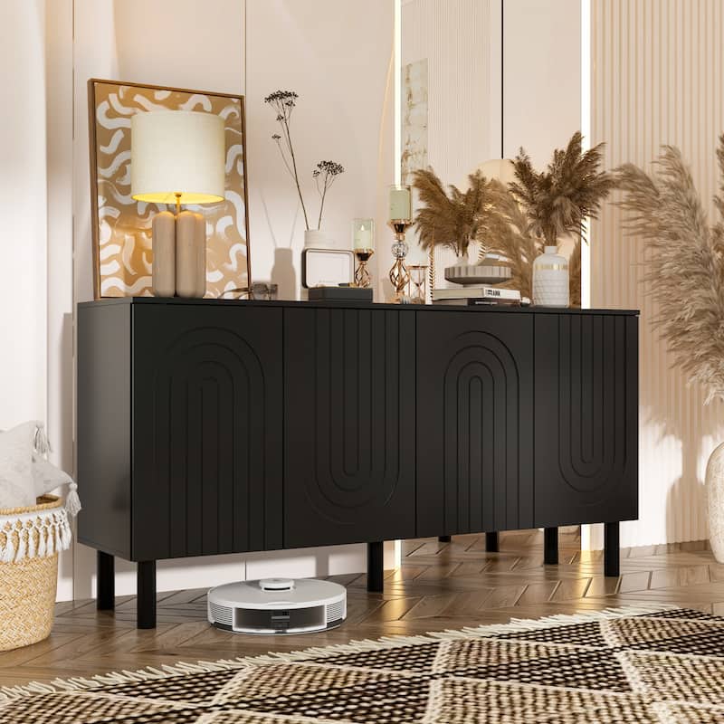 White Sideboard Bookcase Kitchen Cabinet Buffet Credenza End Table Whie/Black
