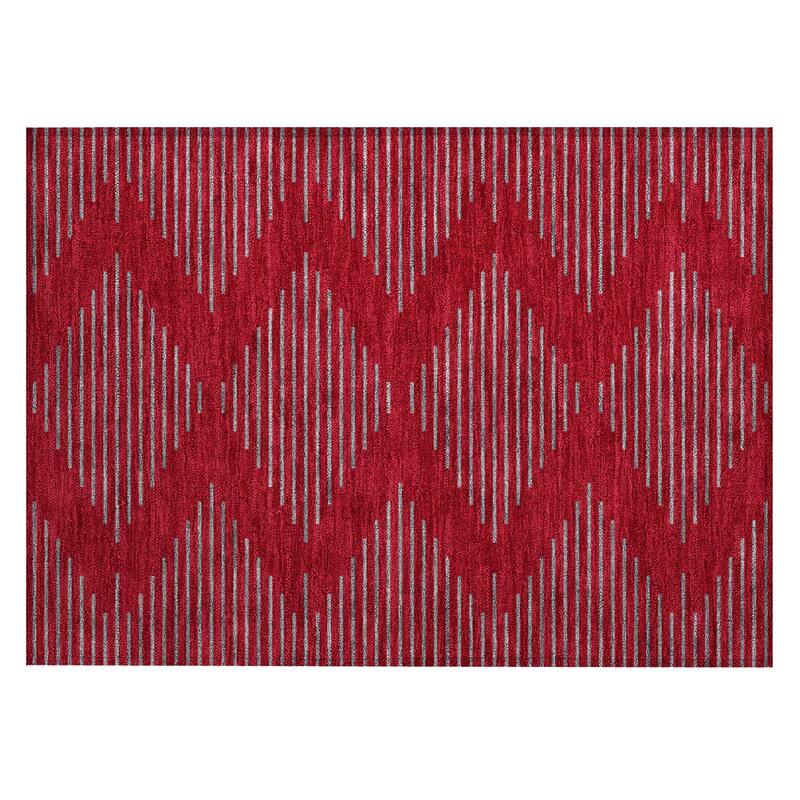 Machine Washable Indoor/ Outdoor Contemporary Geo Chantille Rug