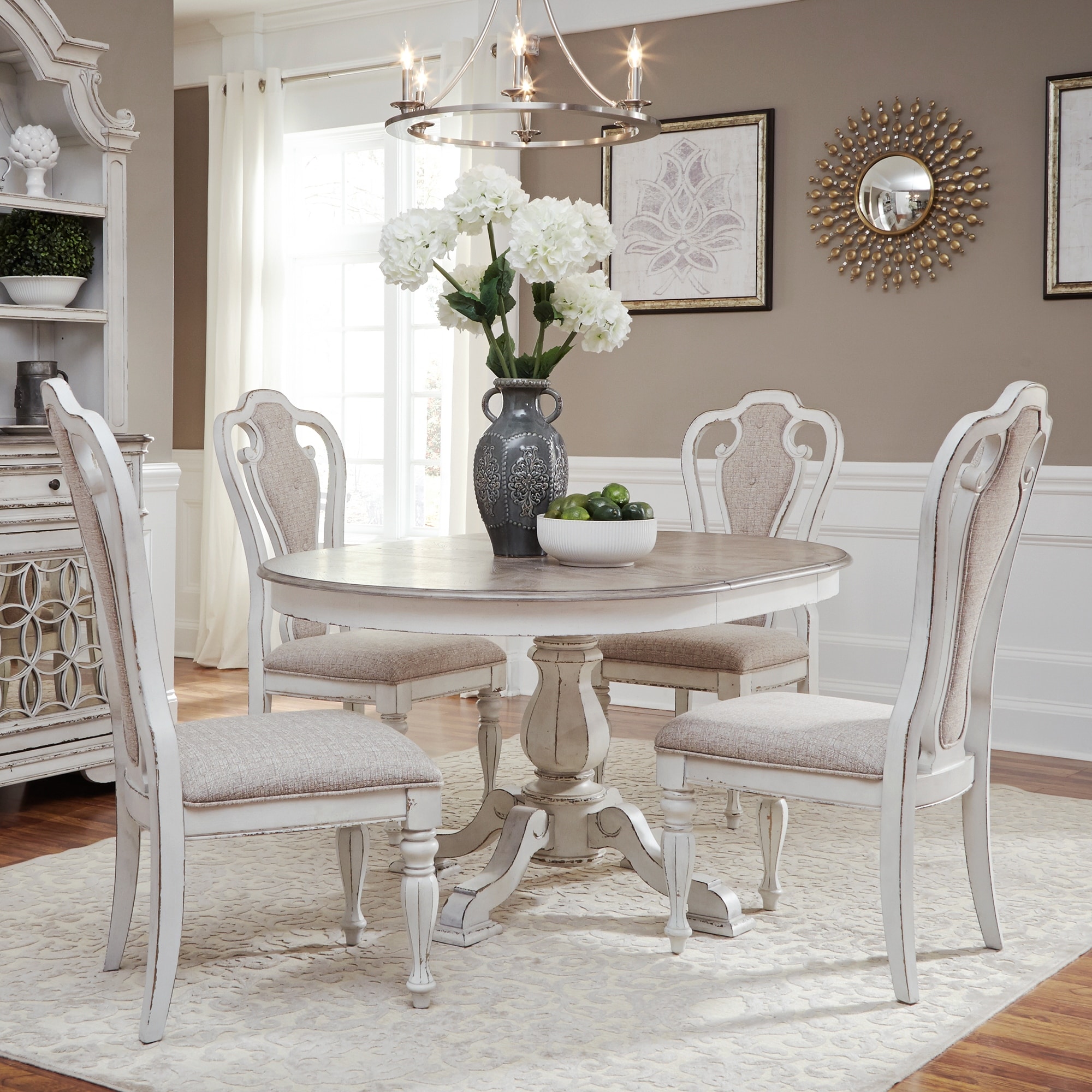 Liberty farmhouse reimagined antique white extendable cheap dining table