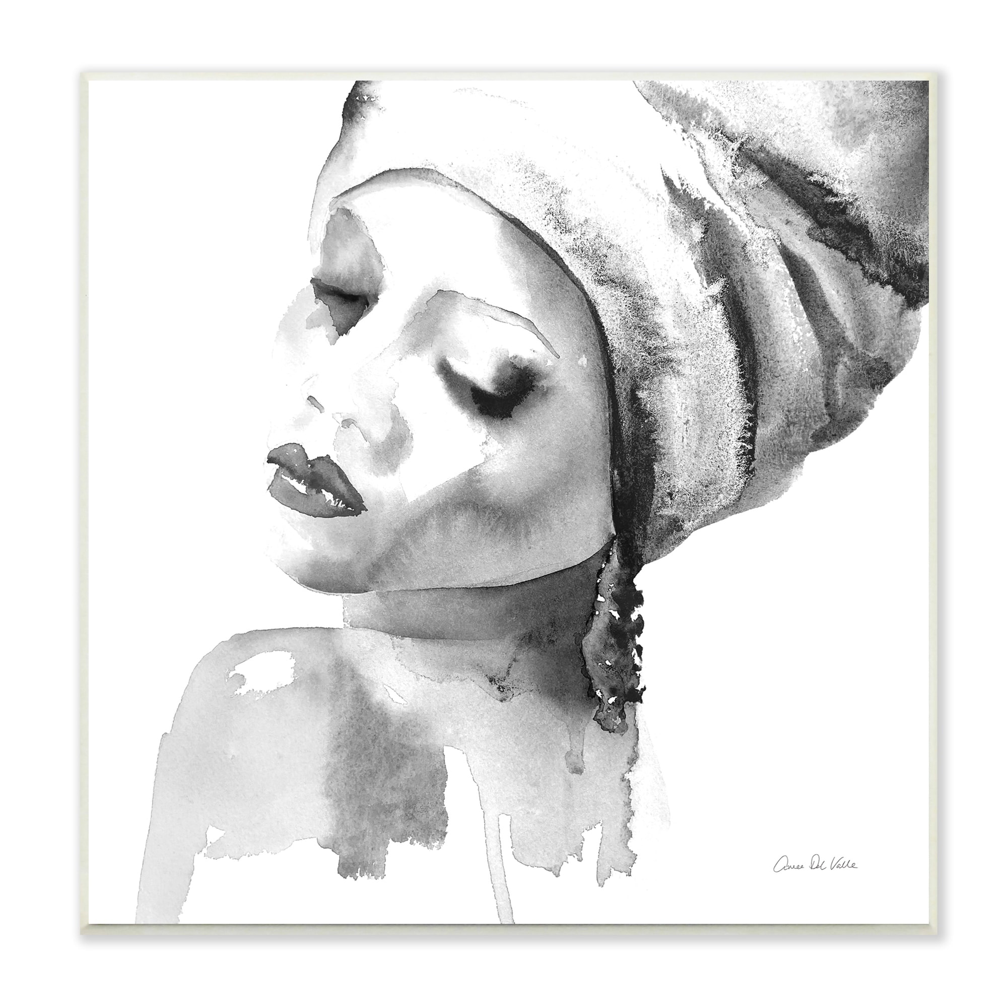 Stupell Woman With Headwrap Tranquil Black White Watercolor Portrait Wood  Wall Art On Sale Bed Bath  Beyond 34865278
