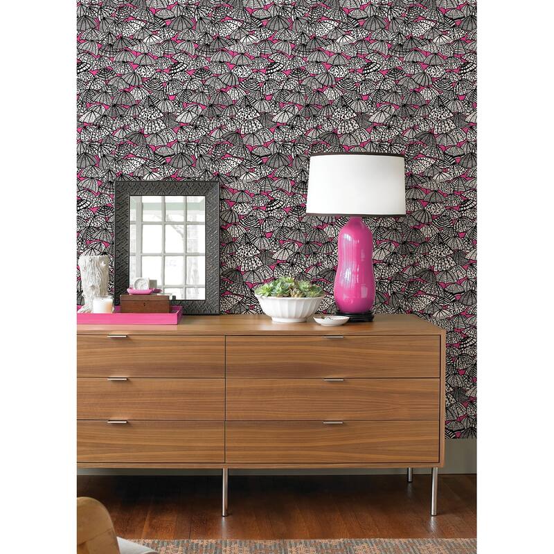 Dara Raspberry Jolly Brollies Wallpaper