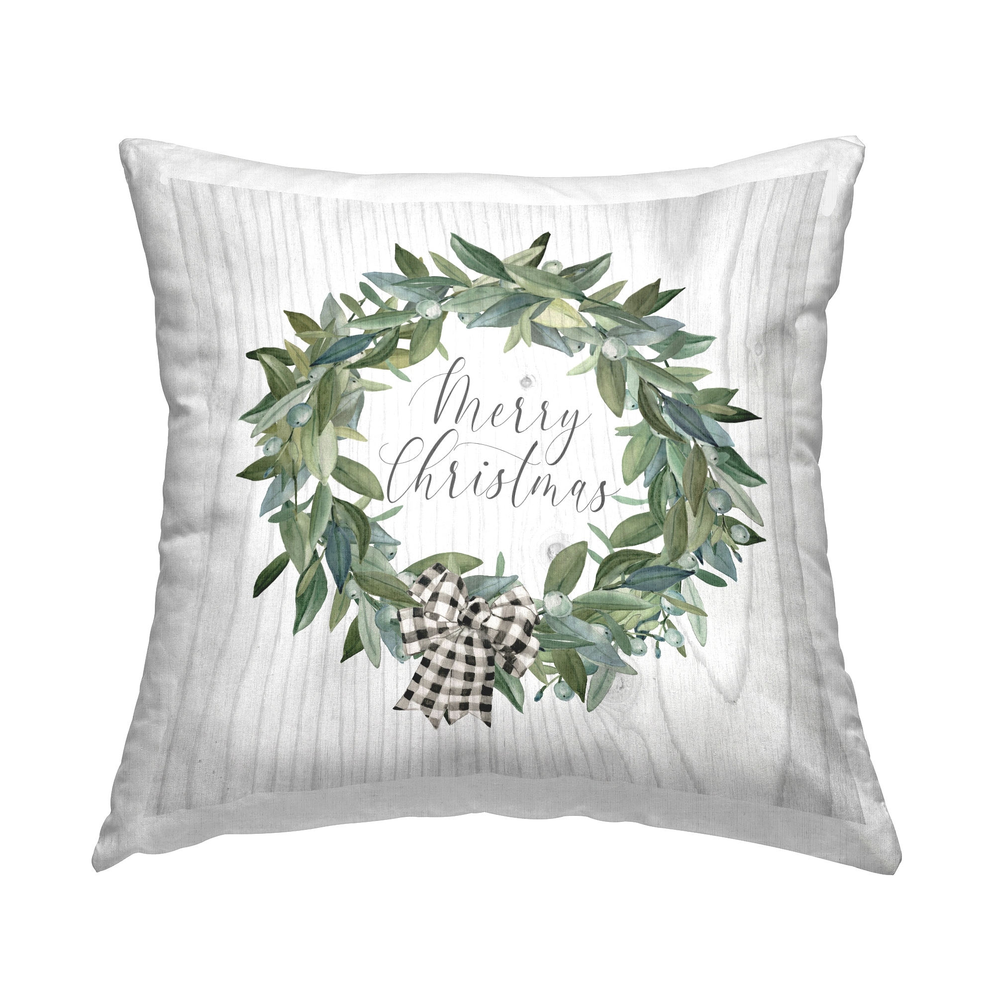 Stupell Merry Christmas Wreath Printed Throw Pillow by Carol Robinson