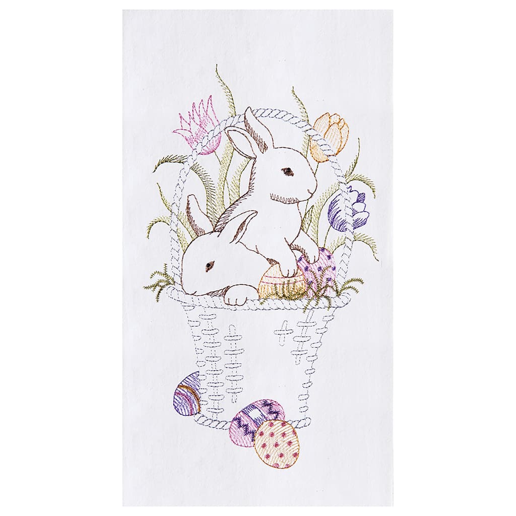 Bunny Basket Flour Sack Kitchen Towel