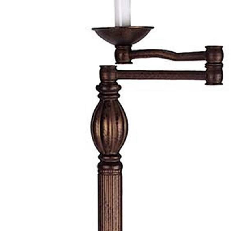 62" Rusted Swing Arm Floor Lamp With Champagne Bell Shade - 23.5" x 16" x 62"