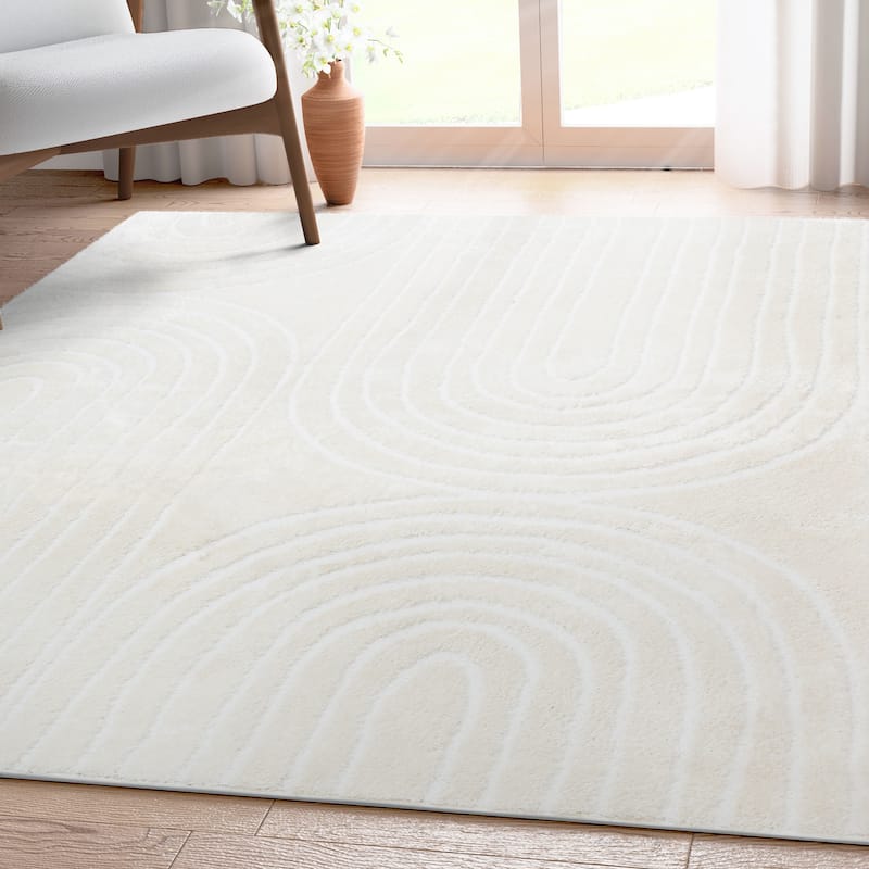 Well Woven Feliz Modern Soft Shag Geometric High-Low Textured Area Rug