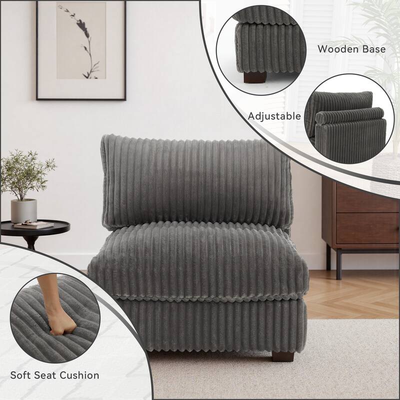 Cotton Flannel corner Sofa Armless Modular Sectional Sofa Seamless Combination