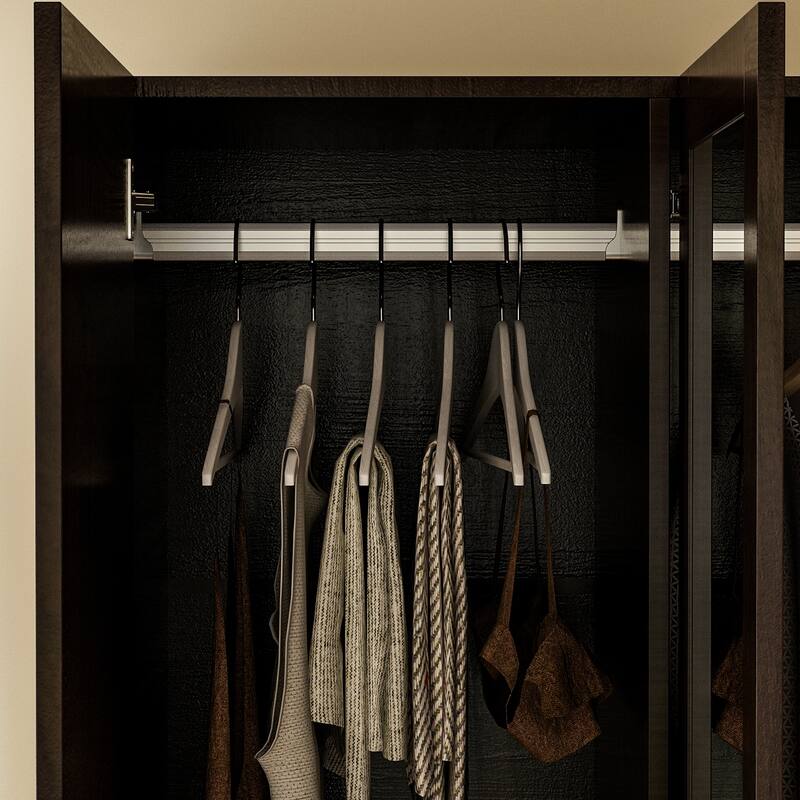 Timechee Wardrobe Armoire Wooden Closet with Mirror 4 Doors 2 Drawers