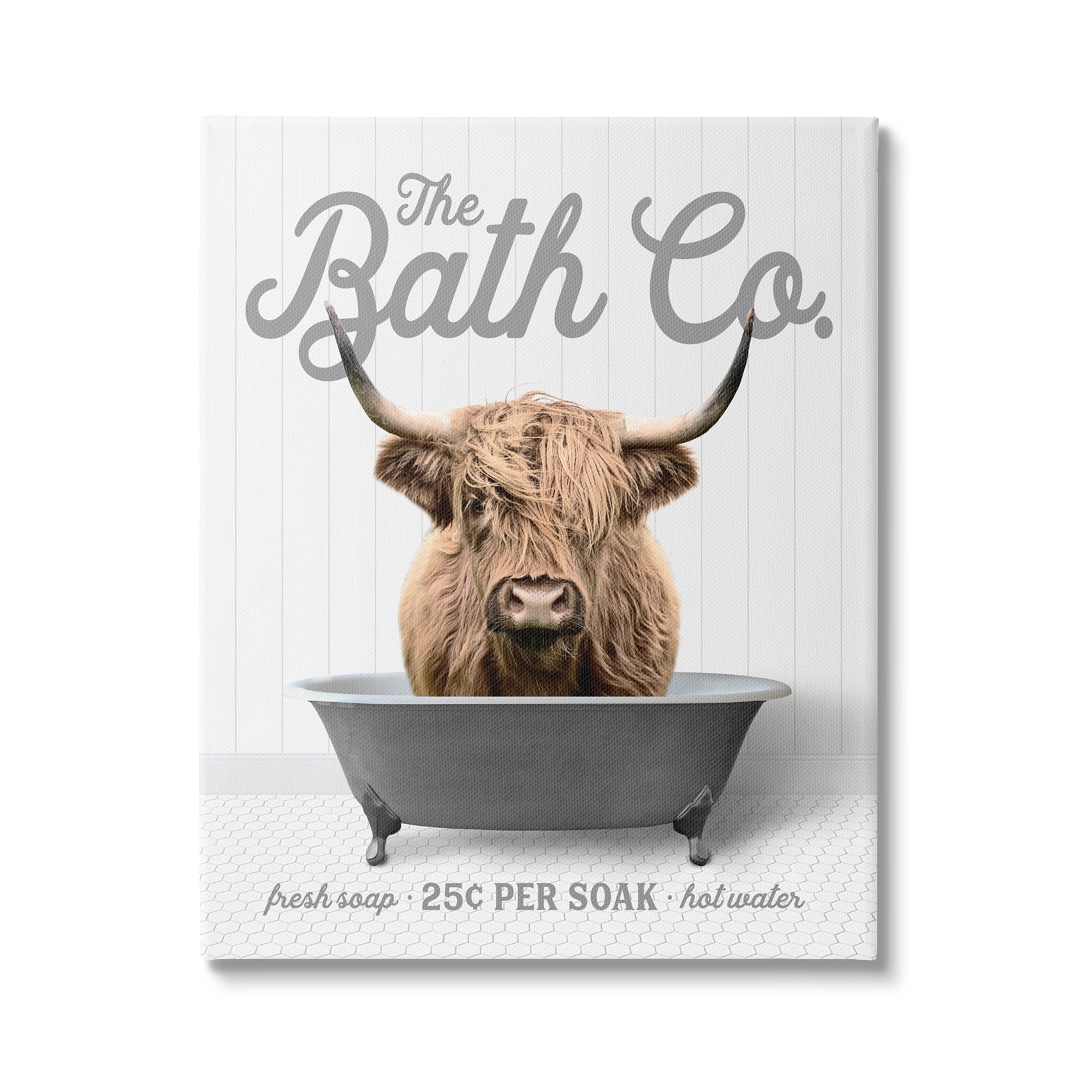 Stupell Bathtub Highland Cow Canvas Wall Art Design by Lettered and Lined