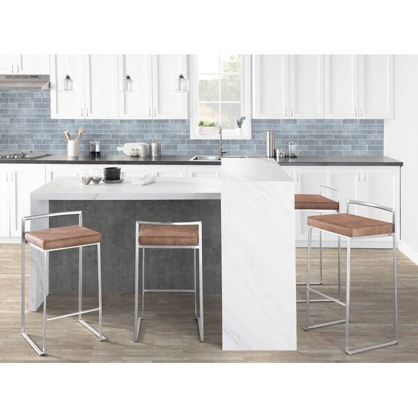 Silver Orchid Forrest Stainless Steel Stackable Fully Welded Counter Stool (Set of 2)