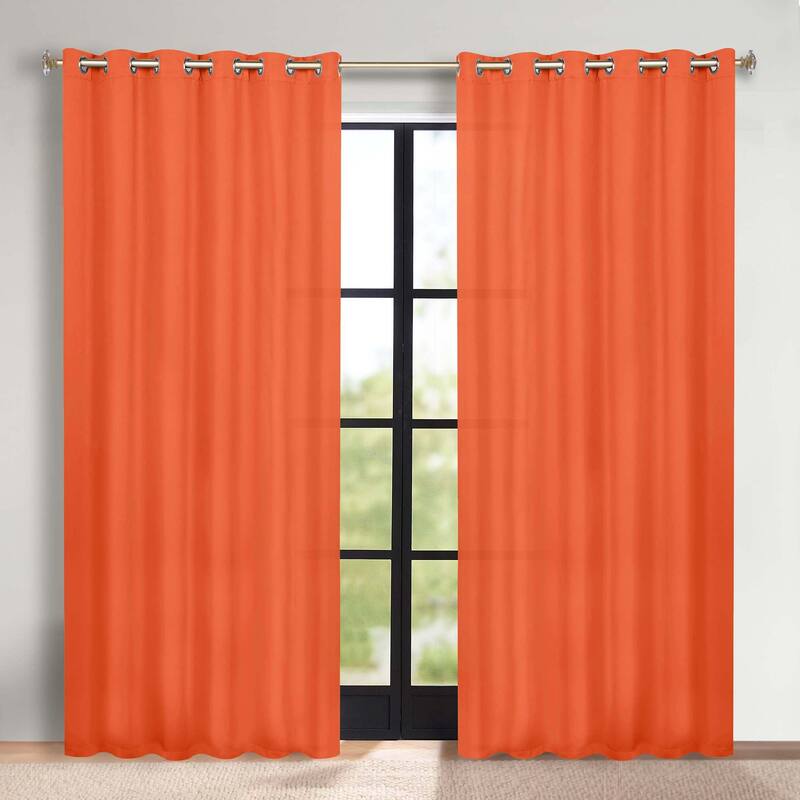 Superior Solid Machine Washable Room Darkening Grommet Blackout Curtains, Set of 2
