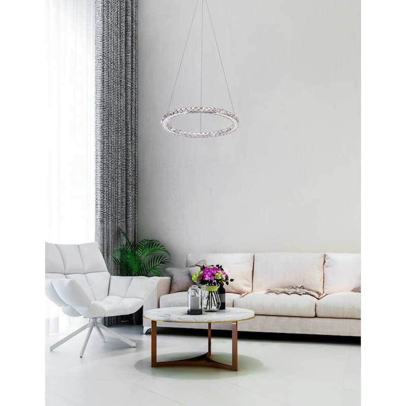 Ring Integrated LED 24in Chrome Chandelier - Stainless Steel