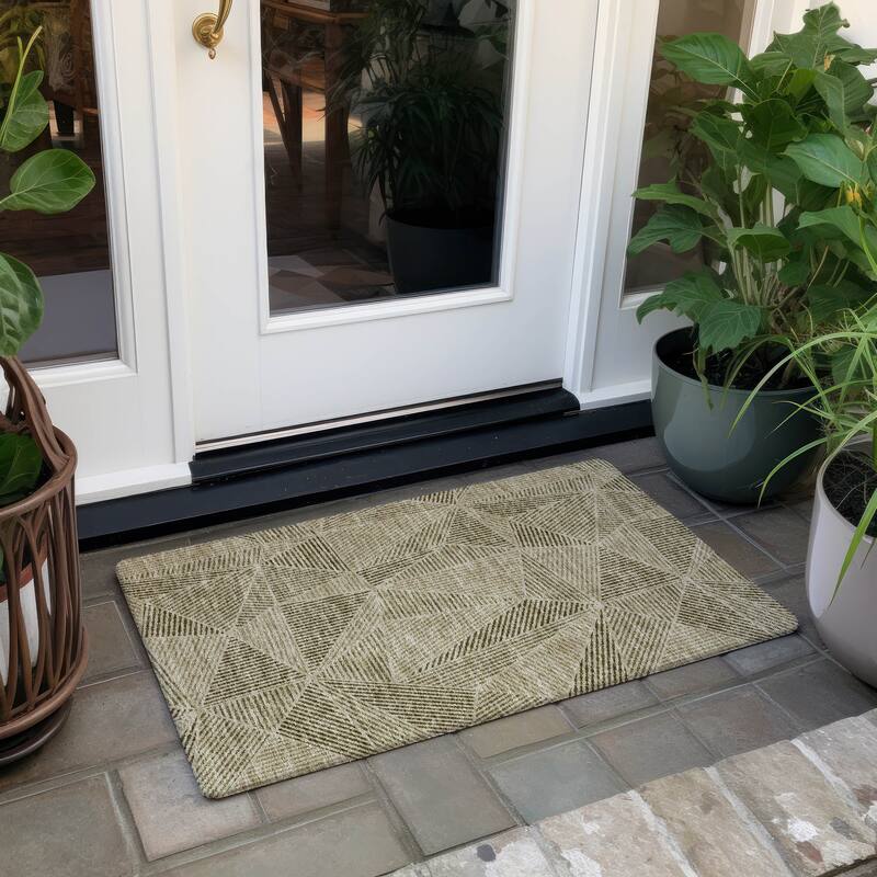 Machine Washable Indoor/ Outdoor Chantille Geometric Mosaic Rug