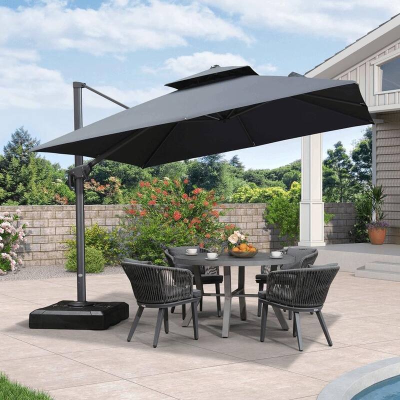 PURPLE LEAF Patio Cantilever Umbrella with 360 Degree Rotation