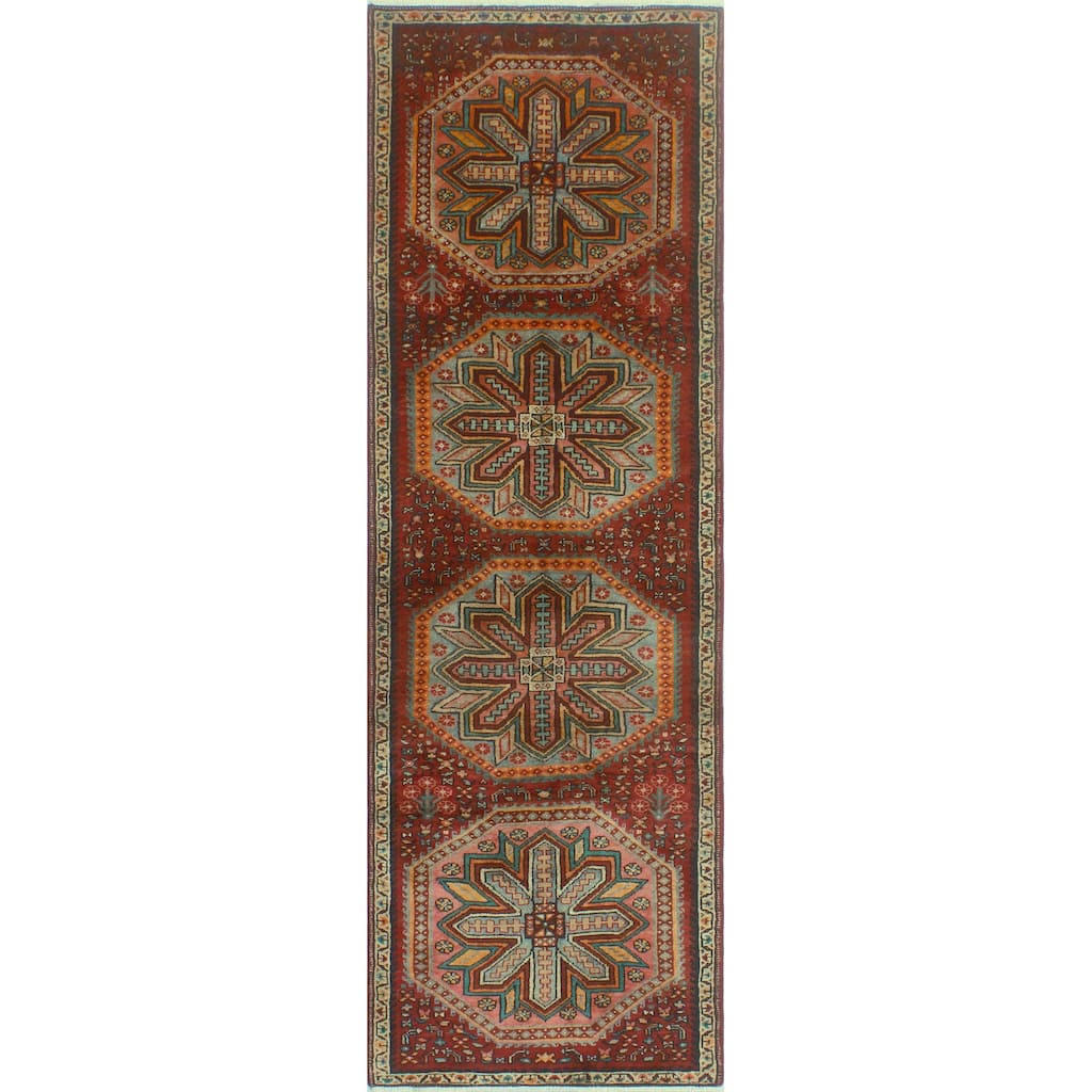 Fine Vintage Distressed Coleman Red/Grey Runner - 2'9" x 9'0"