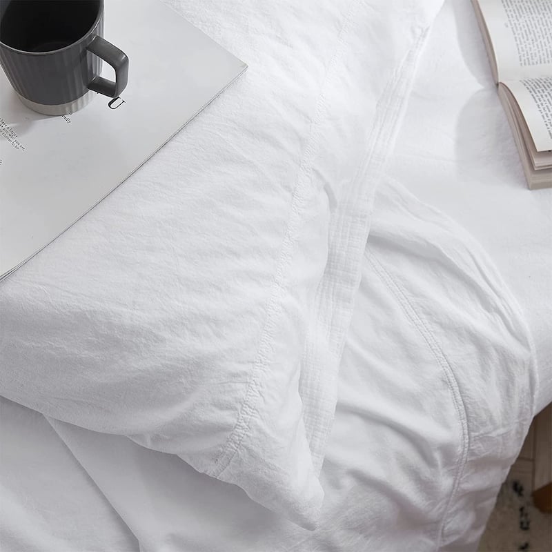 Terra é Pais - Stonewash 100% Cotton Sheet Set - White