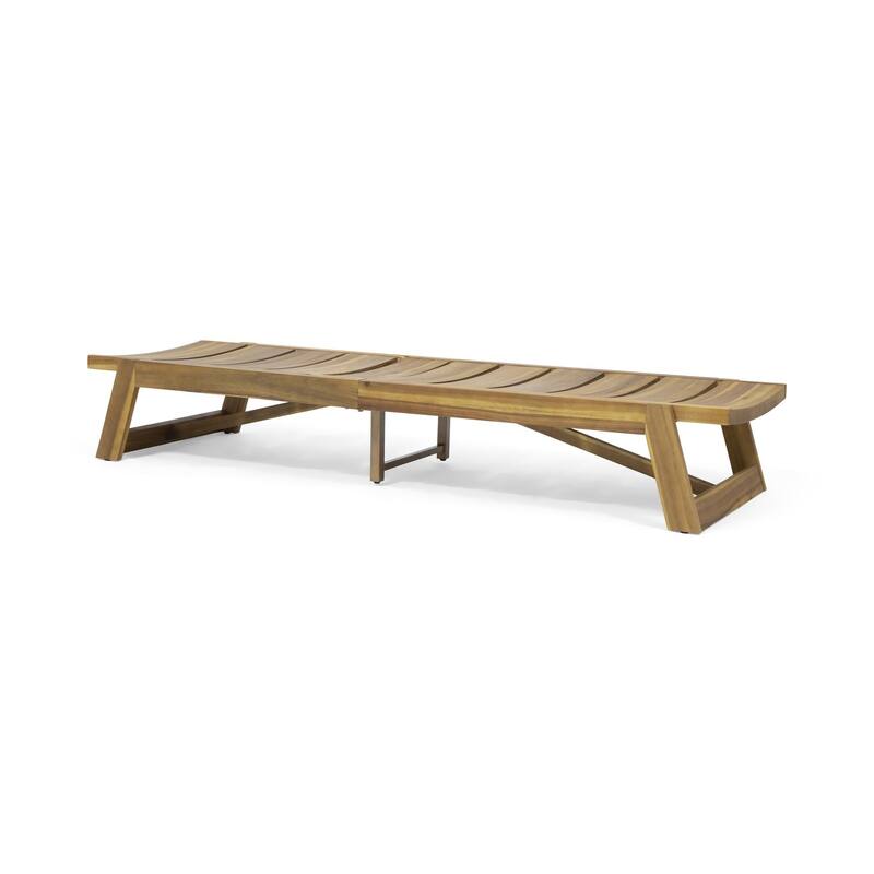 Rustic Outdoor Solid Wood Frame Slatted Chaise Lounge Chair
