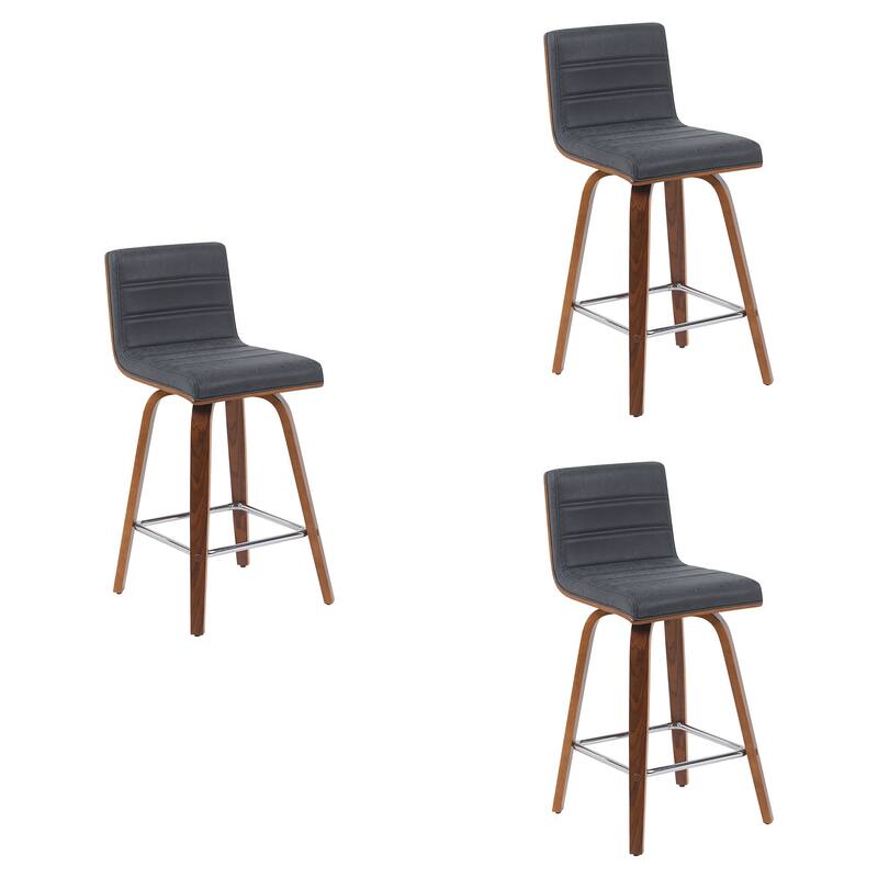 Skara Mid-Century Swivel Counter Stool, Upholstered Counter Height Chair with Bentwood Legs