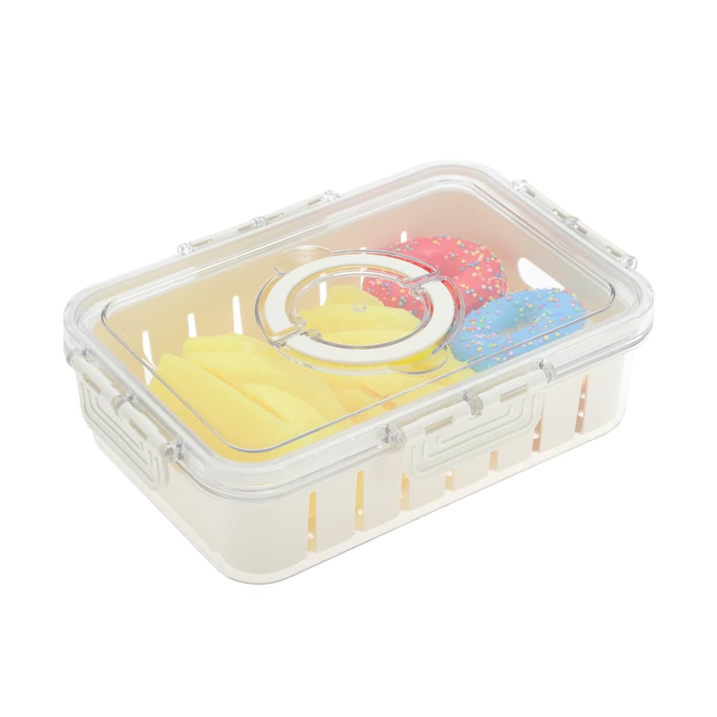Sealed Drain Food Storage Containers 1 Compartment White Transparent 1 Set - White Transparent