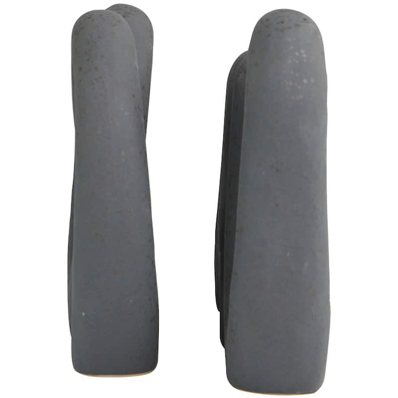 CosmoLiving by Cosmopolitan Black Ceramic Linked Abstract Decorative Sculpture (Set of 2)