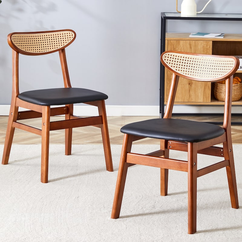 Two stylish and durable solid wood dining chairs with PU cushions