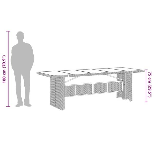 dimension image slide 0 of 6, vidaXL 7/9/11 Piece Patio Dining Set with Cushions Gray Poly Rattan - 22.4" x 27.2" x 41.7"