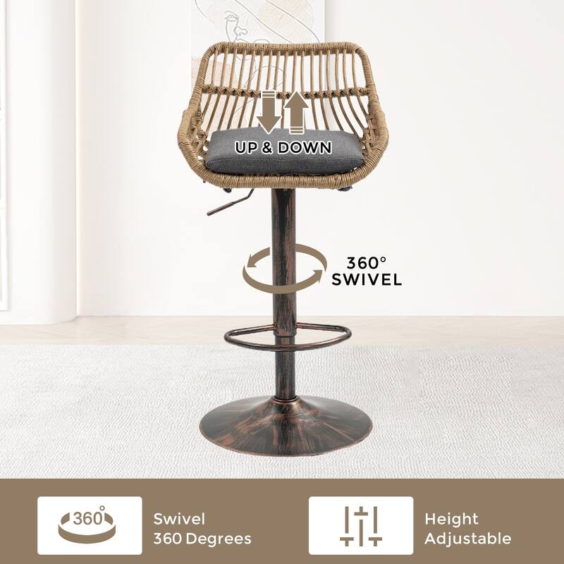 Modern Swivel Bar Stools Set Of 2 Adjustable Counter Height Chairs With Footrest For Kitchen