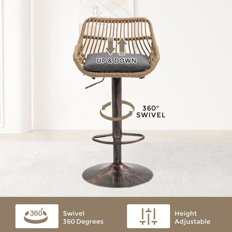 Ostweer Furniture Modern Beige Swivel Bar Stools Set of 2