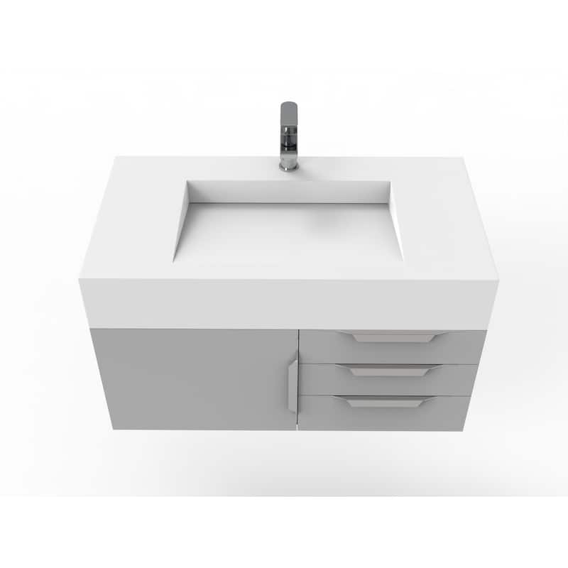 Nile 36-Inch Wall Mounted Bathroom Vanity Set w/ White Top
