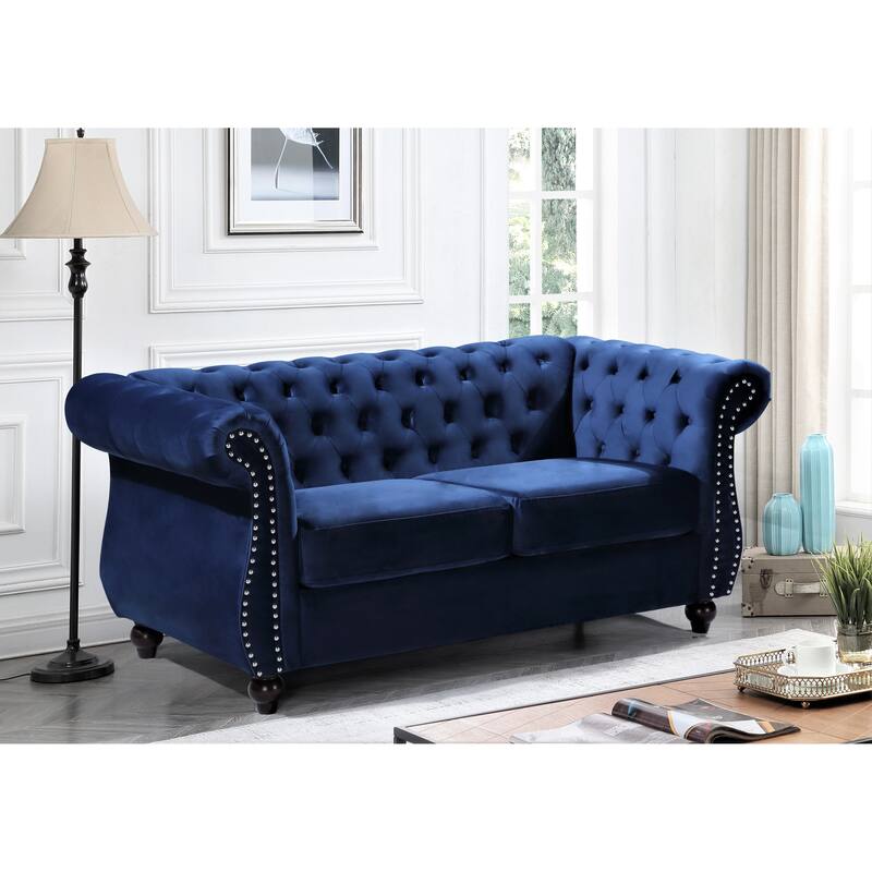 US PRIDE Kemos Velvet Chesterfield Loveseat