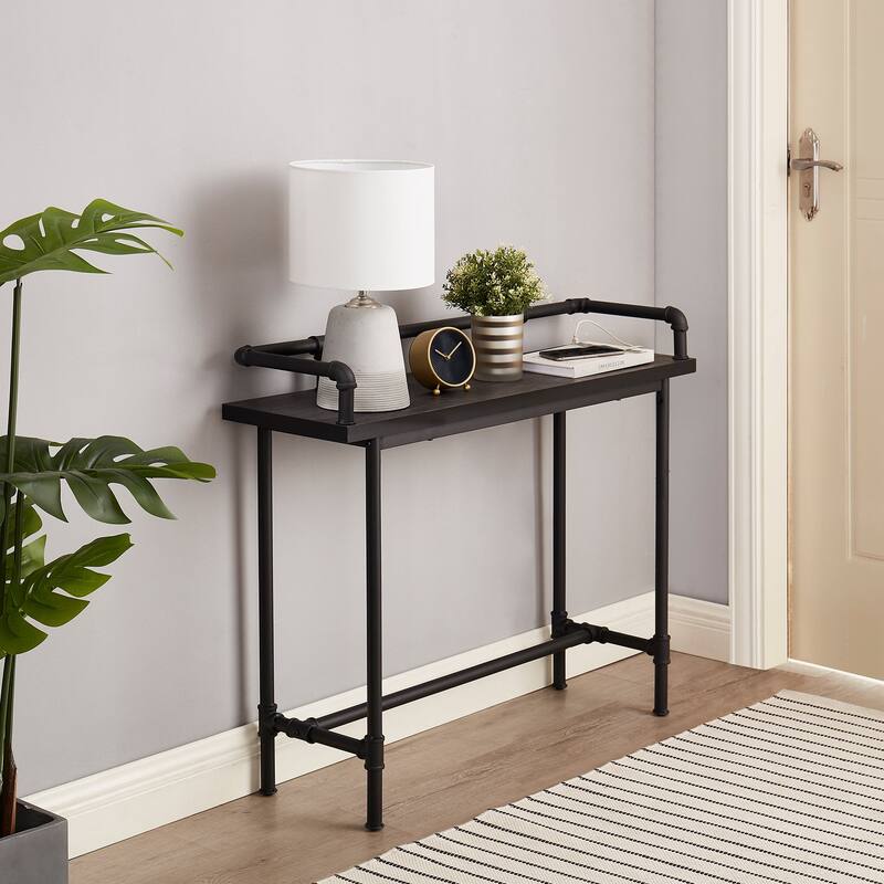 Console Table with 2 Outlet and 2 USB Ports for Living Room and Hallway - 39.2" - Charcoal Grey