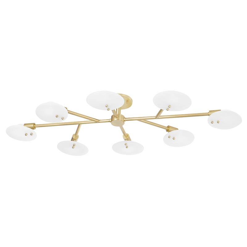 Mitzi by Hudson Valley Giselle 8-Light Aged Brass Semi Flush Mount with White Candy Glass