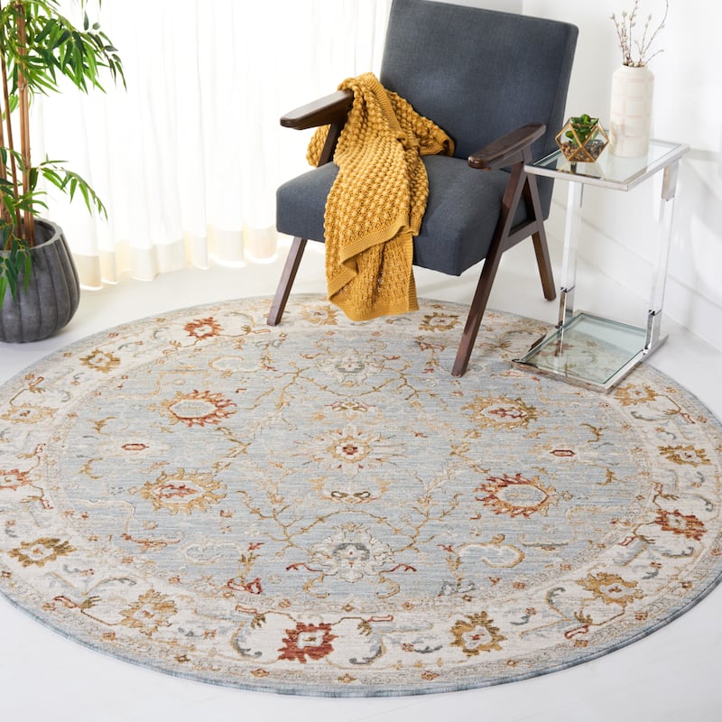 SAFAVIEH Handmade Hamilton Zsanett Oriental Rug - 6'7" Round - Blue/Gold
