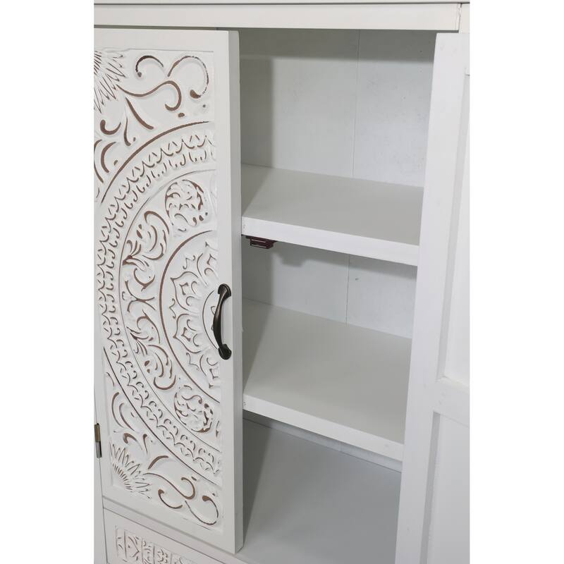 27in Accent Tall Tower White Storage Cabinet