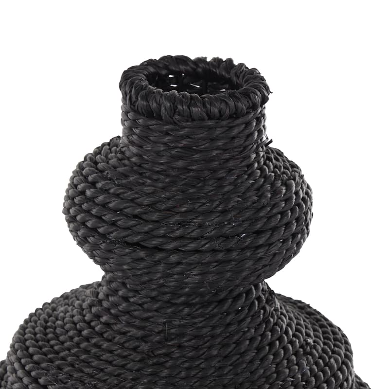 Black or Beige Metal Seagrass Handmade Wrapped Decorative Vase with Abstract Bubble Shape