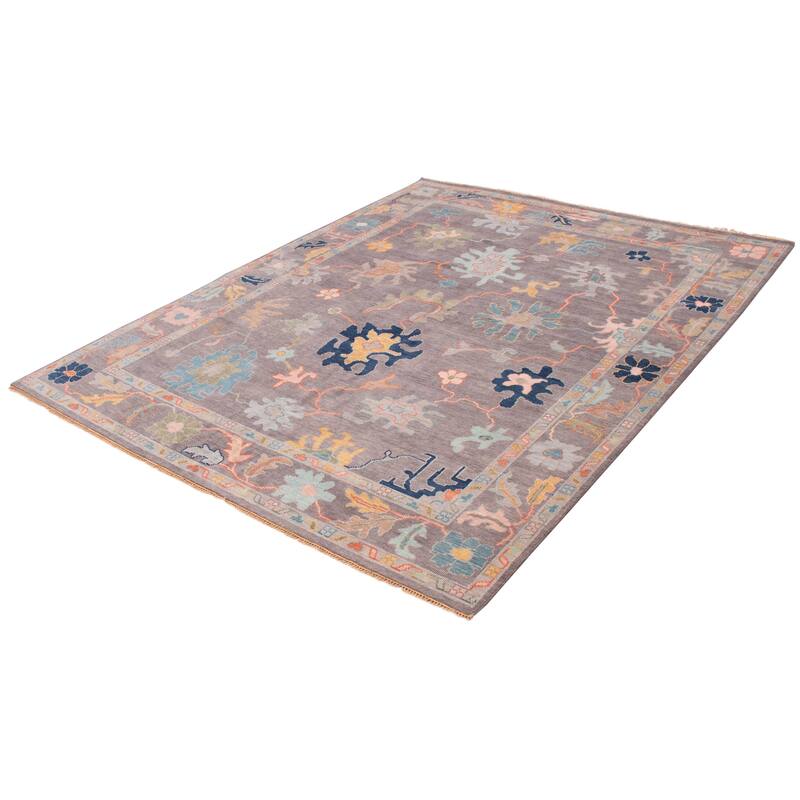 ECARPETGALLERY Hand-knotted Modern Oushak Dark Grey Wool Rug - 9'3 x 12'0