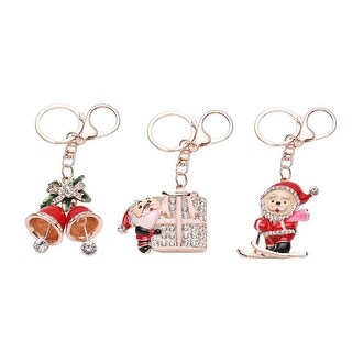 Set of 3 Multi Color Enamelled Keychain Key Ring for Women Holder ...
