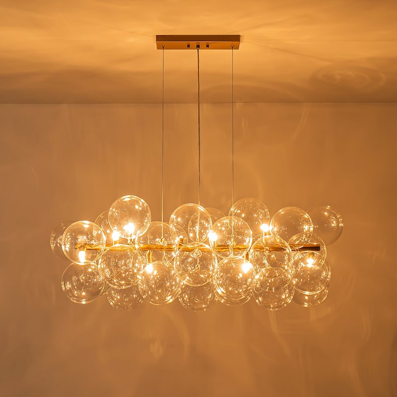 Modern 42" Large Glass Sputnik Bubble Chandelier Cluster Smoked Linear Chandelier
