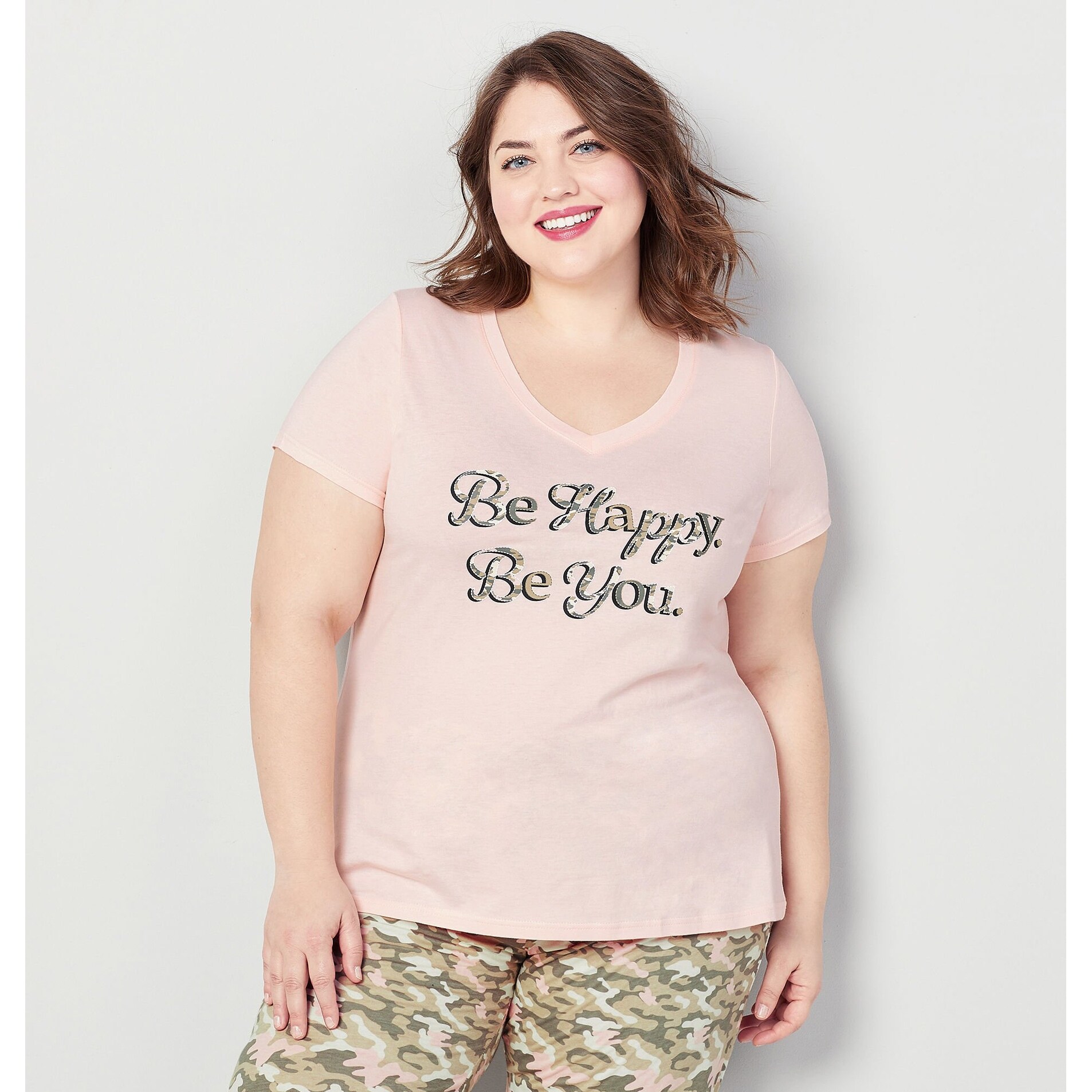 Shop Avenue Women S Pink Be Happy Sleep Top Free Shipping On
