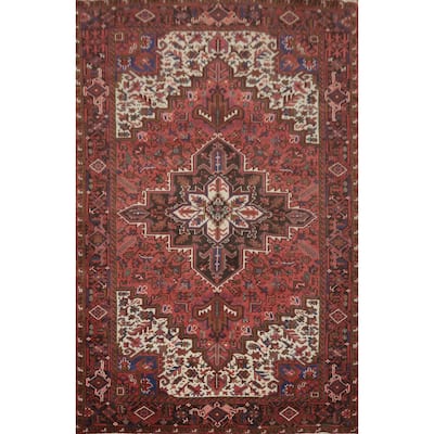 Hand Knotted Oriental 100% Wool Carpet Traditional Medallion Red Heriz Area Rug - 11' 5'' X 8' 3''