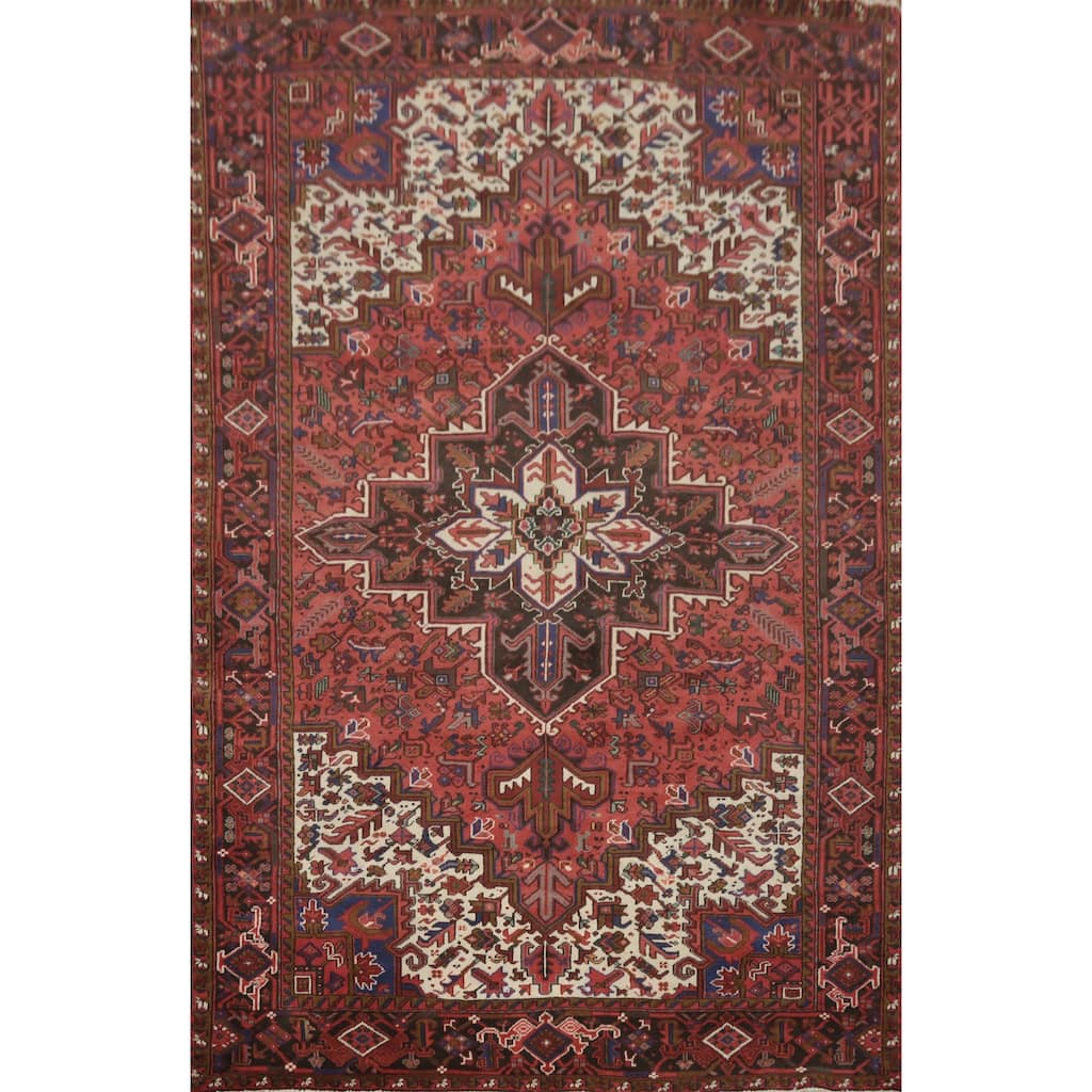 Hand Knotted Oriental 100% Wool Carpet Traditional Medallion Red Heriz Area Rug - 11' 5'' X 8' 3''